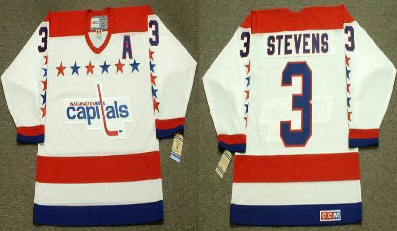 2019 Men Washington Capitals 3 Stevens white CCM NHL jerseys